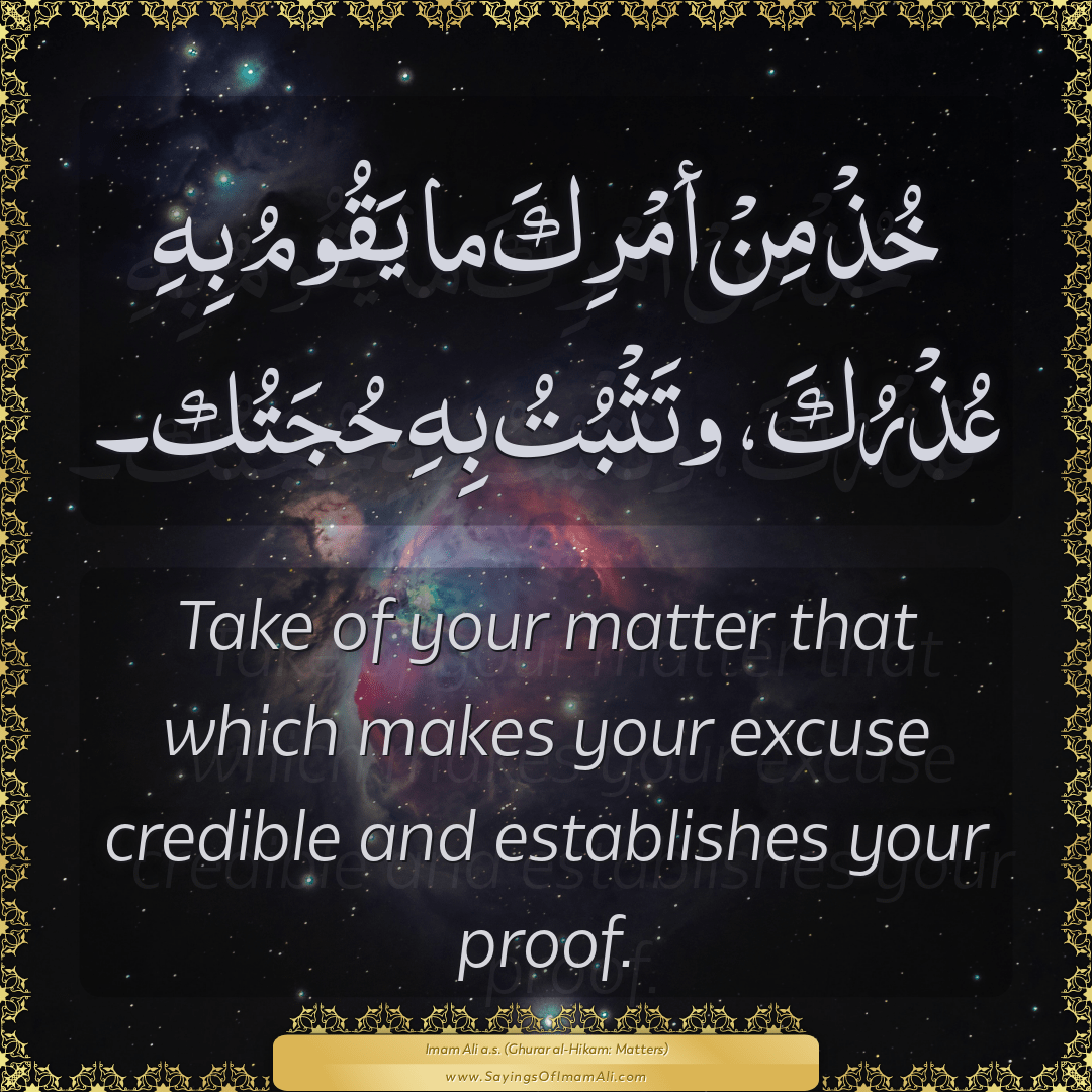 Take of your matter that which makes your excuse credible and establishes...